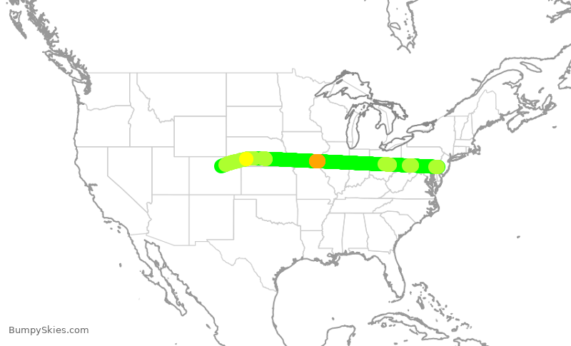 Turbulence forecast map for SWA3221, PHL to DEN