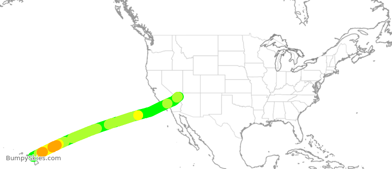 Turbulence forecast map for SWA3221, OGG to LAS