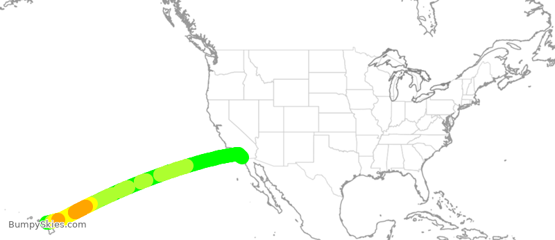 Turbulence forecast map for SWA3224, OGG to SAN