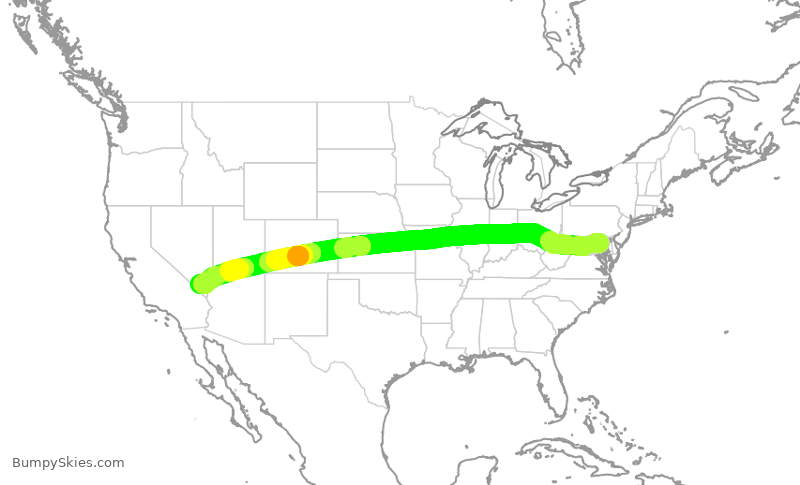 Turbulence forecast map for SWA322, BWI to LAS
