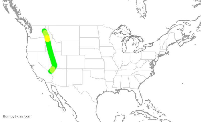 Turbulence forecast map for SWA322, LAS to GEG