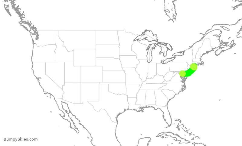 Turbulence forecast map for SWA3241, BWI to ISP
