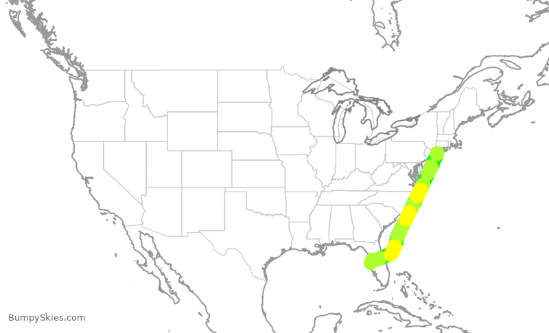 Turbulence forecast map for SWA3241, ISP to TPA