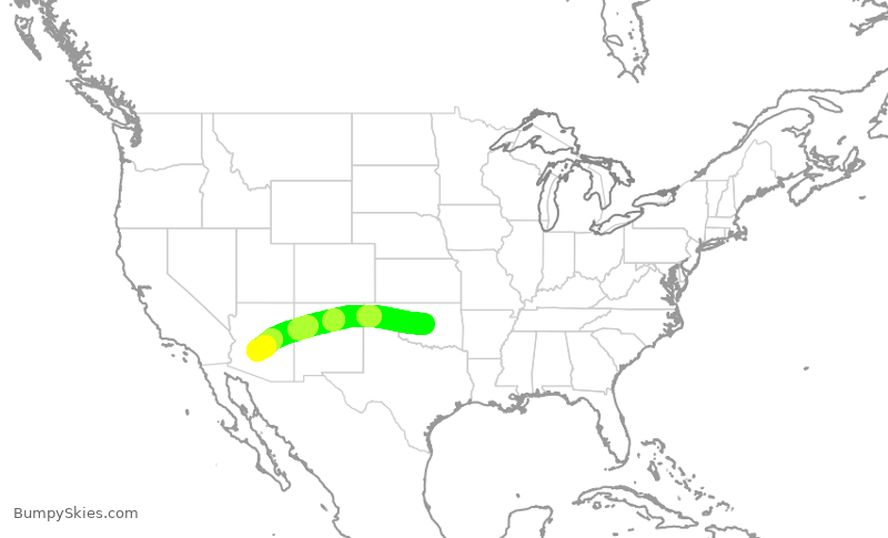 Turbulence forecast map for SWA3243, OKC to PHX