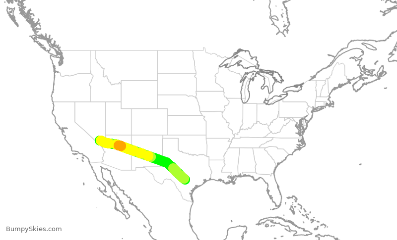Turbulence forecast map for SWA3244, SAT to LAS