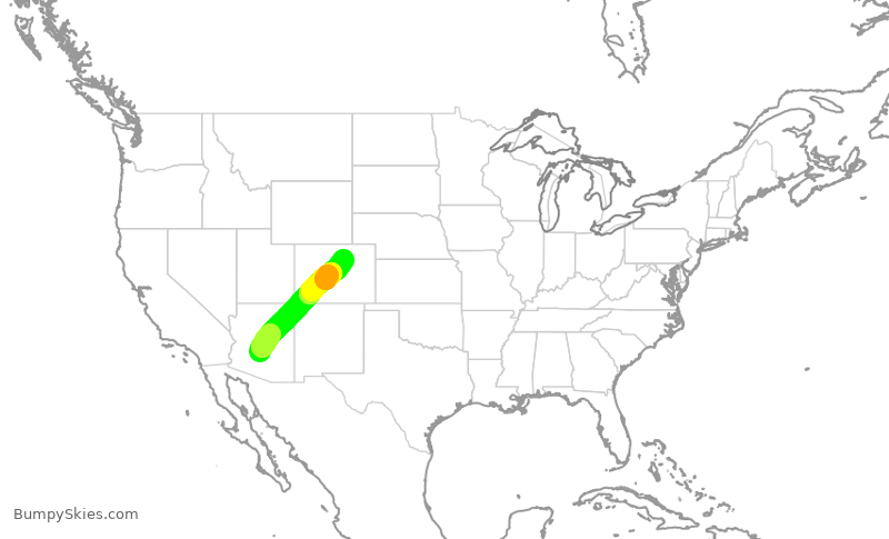 Turbulence forecast map for SWA3261, PHX to DEN