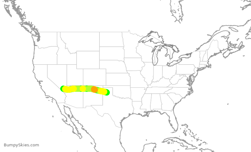 Turbulence forecast map for SWA3270, LAS to AMA