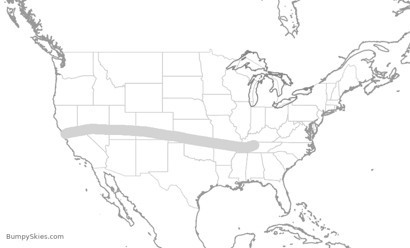 Turbulence forecast map for SWA3277, SFO to BNA