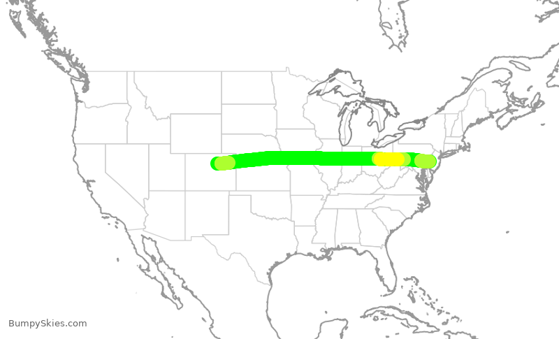 Turbulence forecast map for SWA3286, DEN to PHL