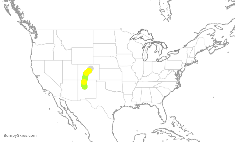 Turbulence forecast map for SWA3287, ABQ to DEN