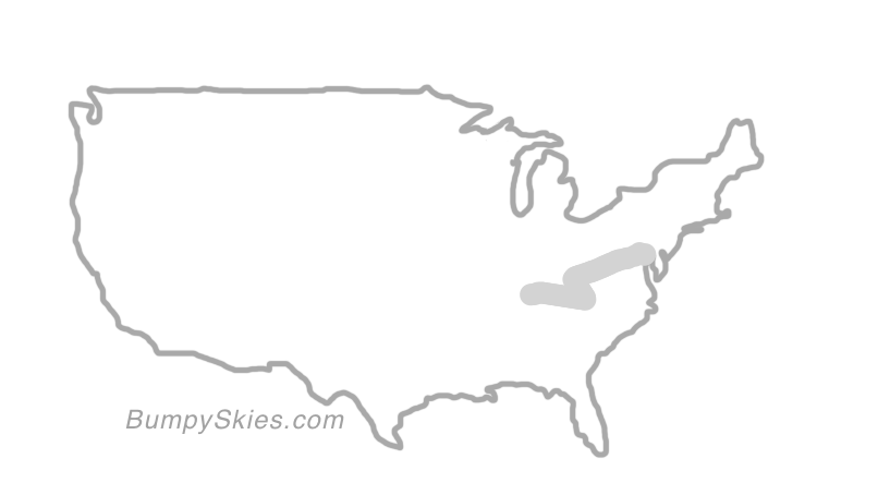 Map of continental US with illustrated flight path and turbulence forecast (described in text below)