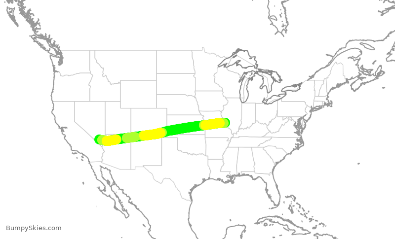 Turbulence forecast map for SWA3307, LAS to STL