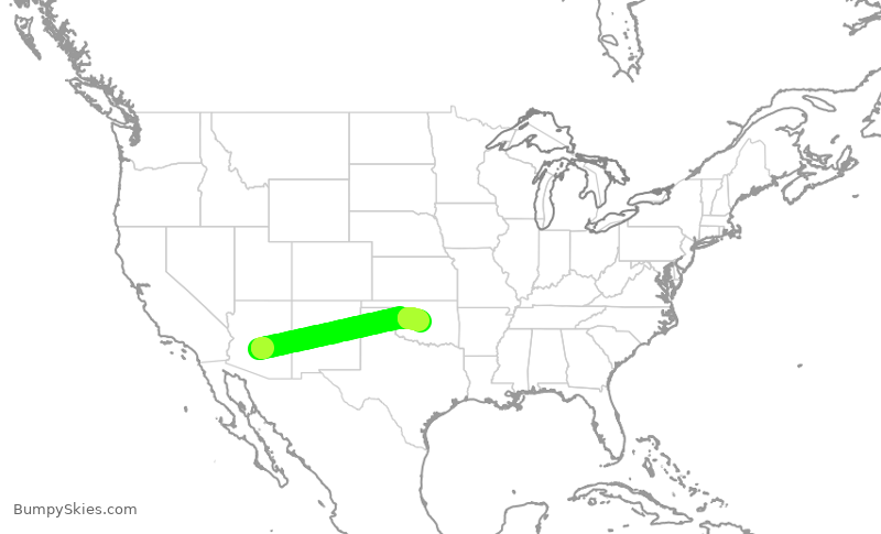 Turbulence forecast map for SWA3309, PHX to OKC