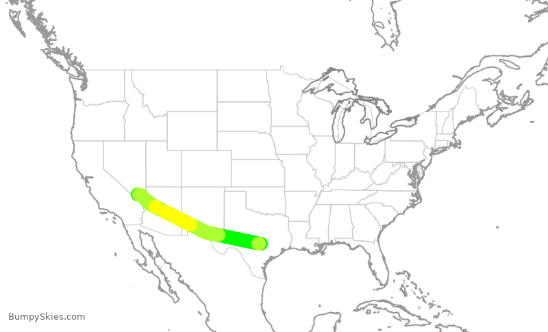 Turbulence forecast map for SWA330, AUS to LAS
