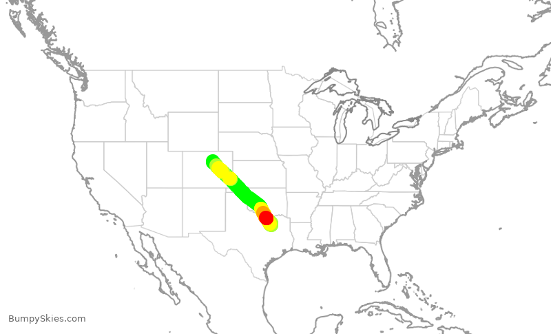 Turbulence forecast map for SWA3317, DAL to DEN