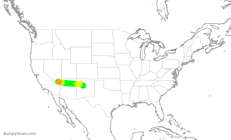Turbulence forecast map for SWA3318, LAS to ABQ