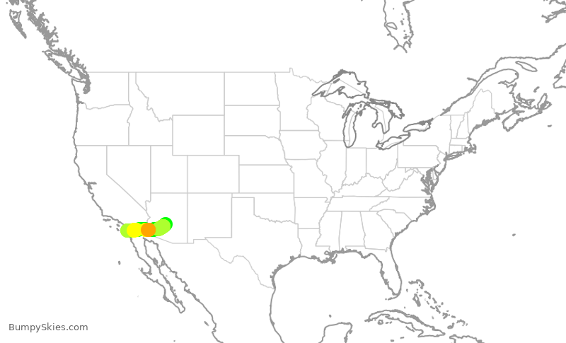 Turbulence forecast map for SWA3324, PHX to SAN