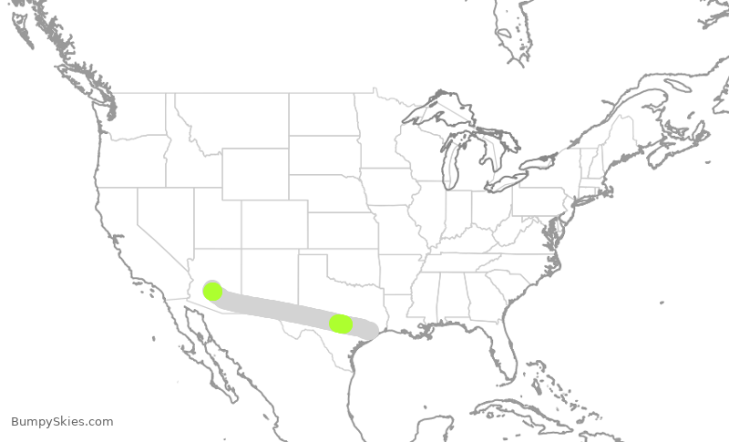Turbulence forecast map for SWA3325, HOU to PHX