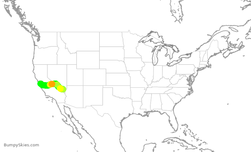Turbulence forecast map for SWA3328, SJC to LAS