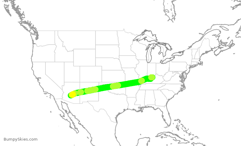 Turbulence forecast map for SWA3329, PHX to SDF