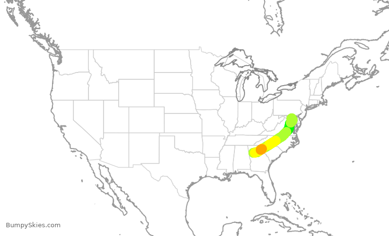 Turbulence forecast map for SWA3331, ATL to BWI