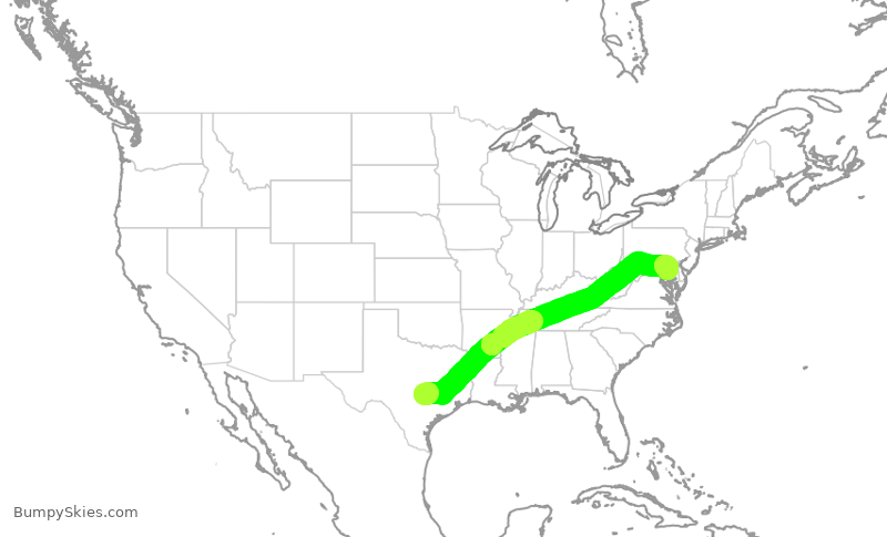 Turbulence forecast map for SWA3332, AUS to BWI