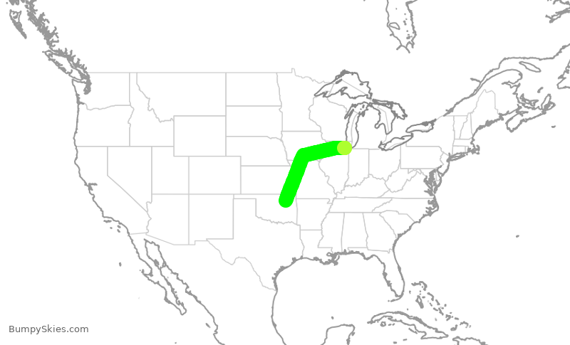 Turbulence forecast map for SWA3332, MDW to TUL