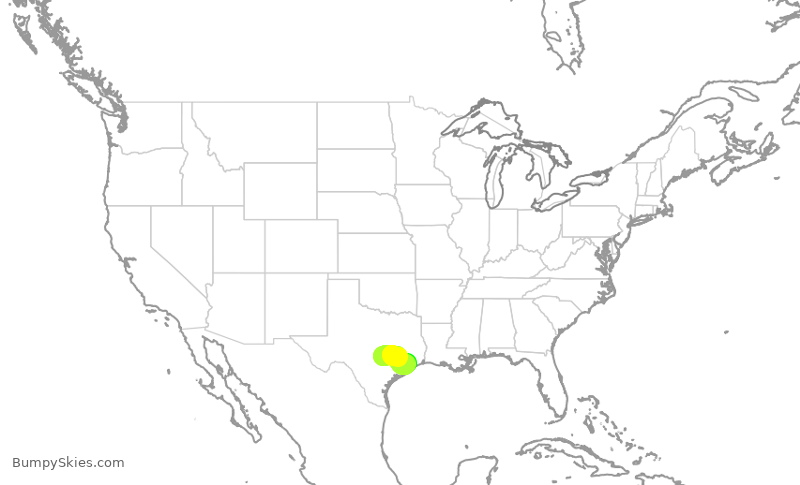 Turbulence forecast map for SWA3338, AUS to HOU