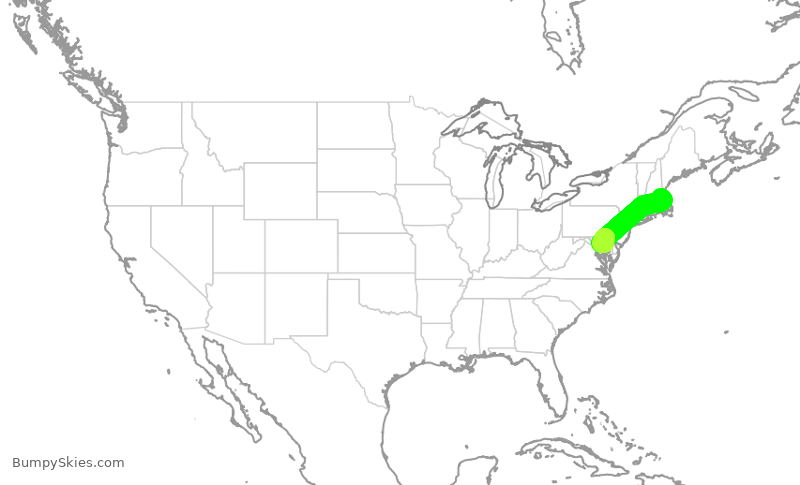 Turbulence forecast map for SWA3339, BOS to BWI