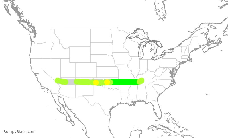 Turbulence forecast map for SWA333, LAS to BNA