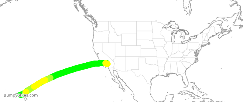 Turbulence forecast map for SWA3342, HNL to ONT