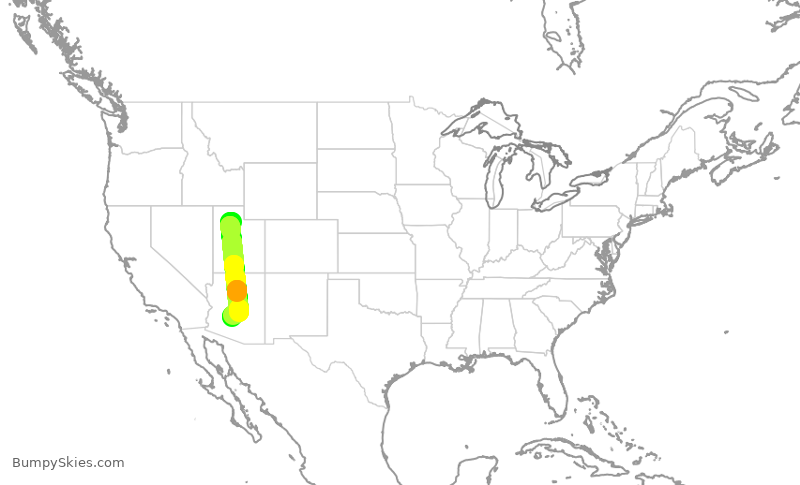 Turbulence forecast map for SWA3353, SLC to PHX
