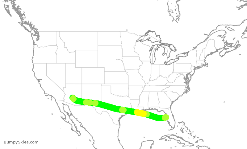 Turbulence forecast map for SWA3355, PHX to TPA