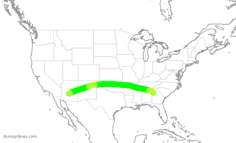 Turbulence forecast map for SWA3359, PHX to ATL