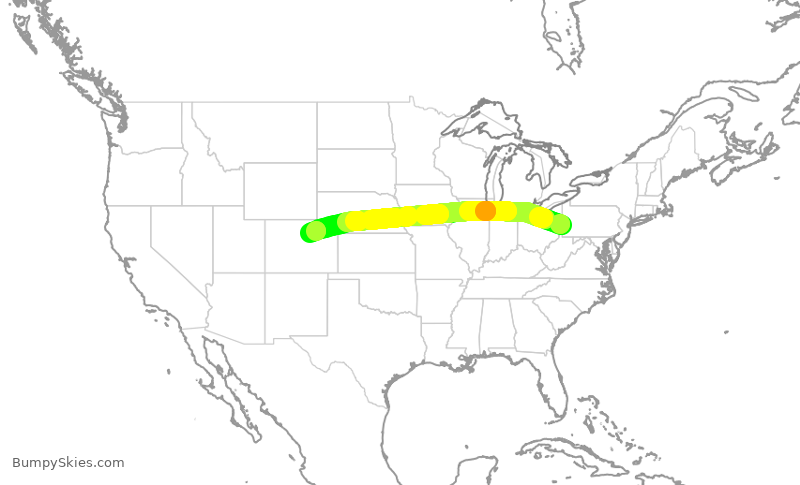 Turbulence forecast map for SWA3369, PIT to DEN