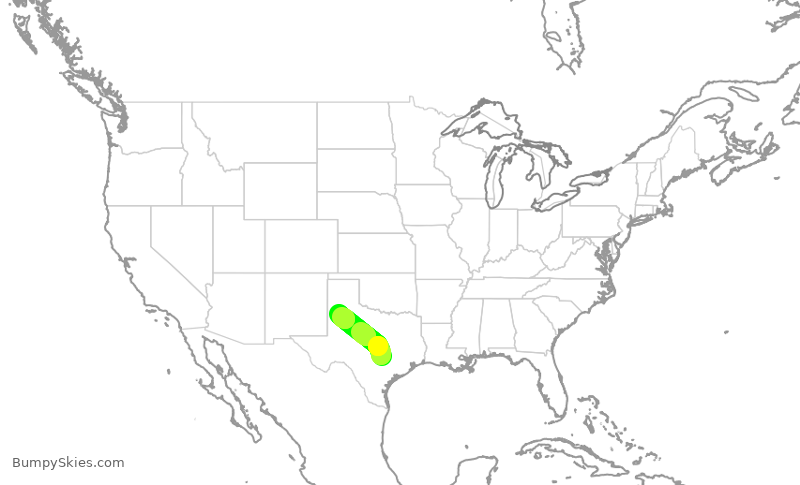 Turbulence forecast map for SWA336, AUS to LBB