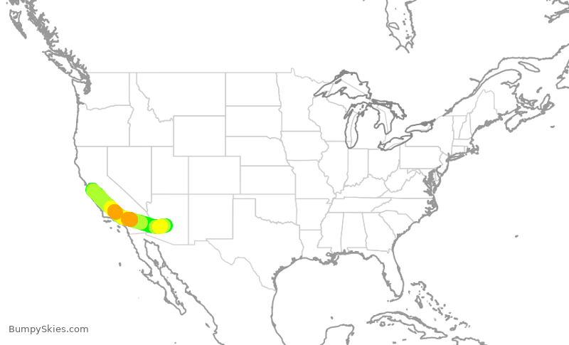 Turbulence forecast map for SWA3379, SJC to PHX