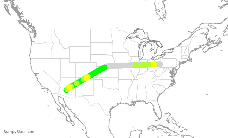 Turbulence forecast map for SWA3383, PIT to PHX