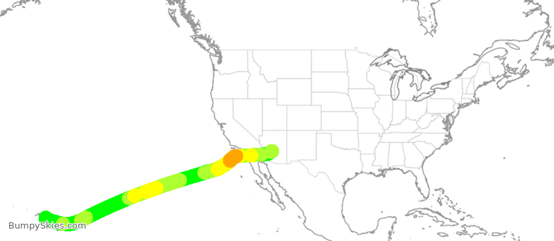 Turbulence forecast map for SWA3395, PHX to HNL
