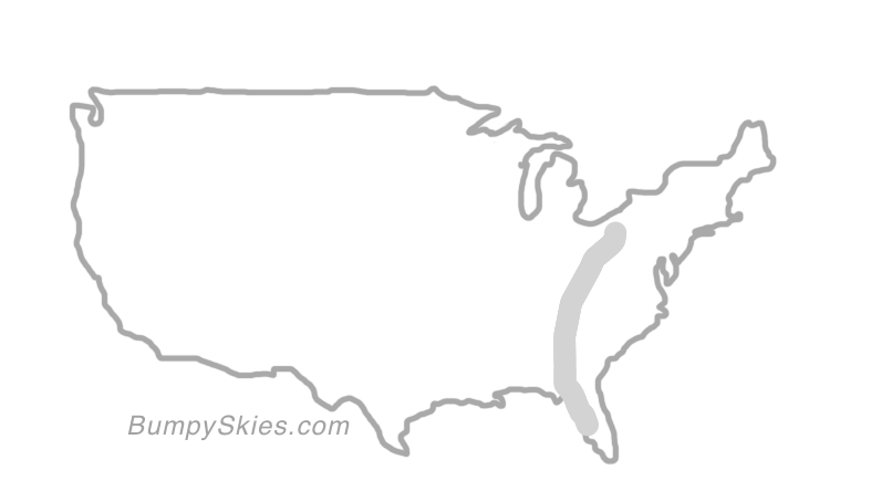 Map of continental US with illustrated flight path and turbulence forecast (described in text below)