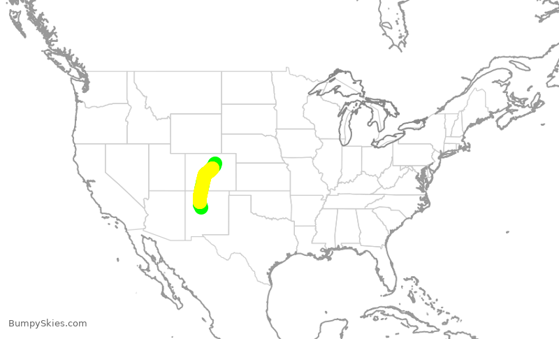 Turbulence forecast map for SWA3399, ABQ to DEN