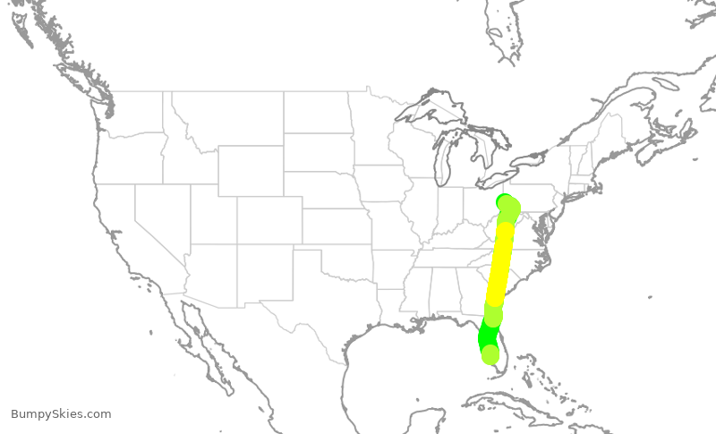 Turbulence forecast map for SWA339, RSW to PIT