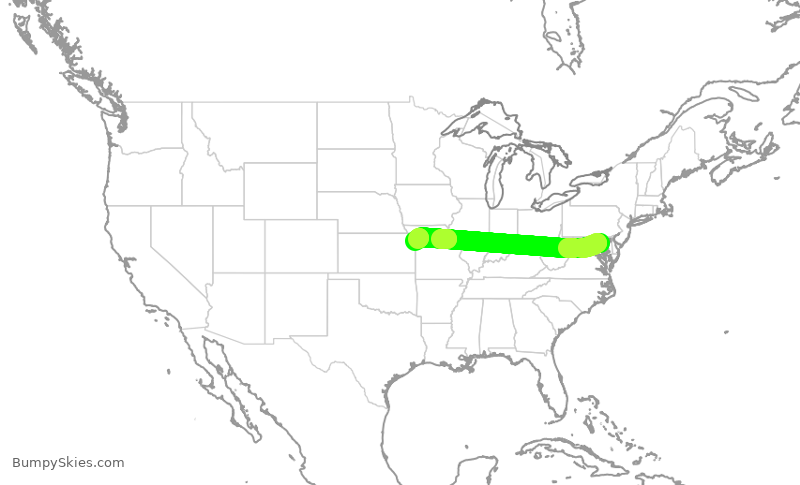 Turbulence forecast map for SWA3408, BWI to MCI