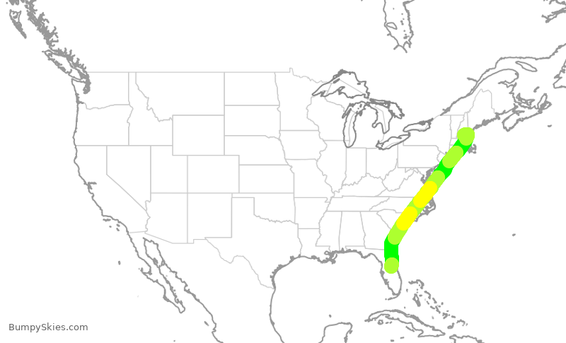 Turbulence forecast map for SWA3416, MHT to MCO