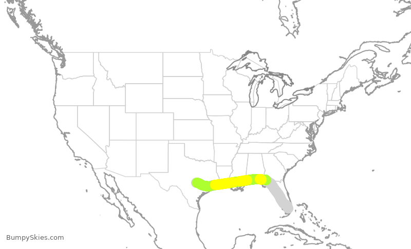 Turbulence forecast map for SWA3419, MIA to AUS
