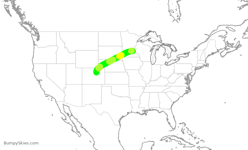 Turbulence forecast map for SWA3420, DEN to MSP