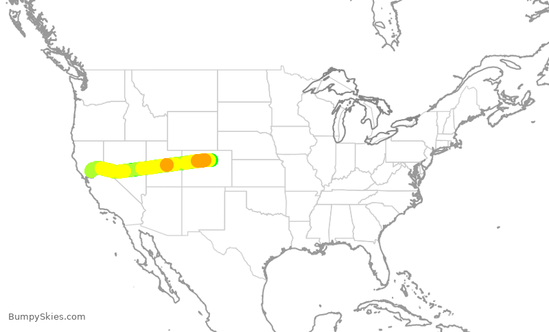 Turbulence forecast map for SWA3421, DEN to SMF