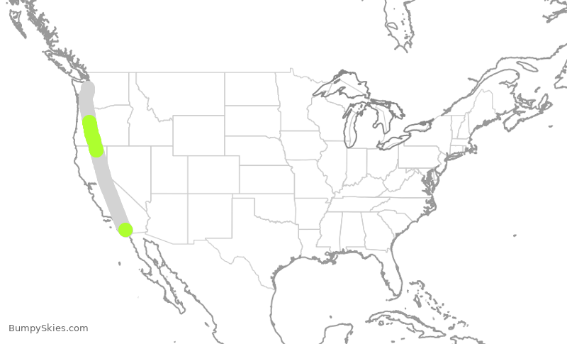 Turbulence forecast map for SWA3422, SAN to SEA