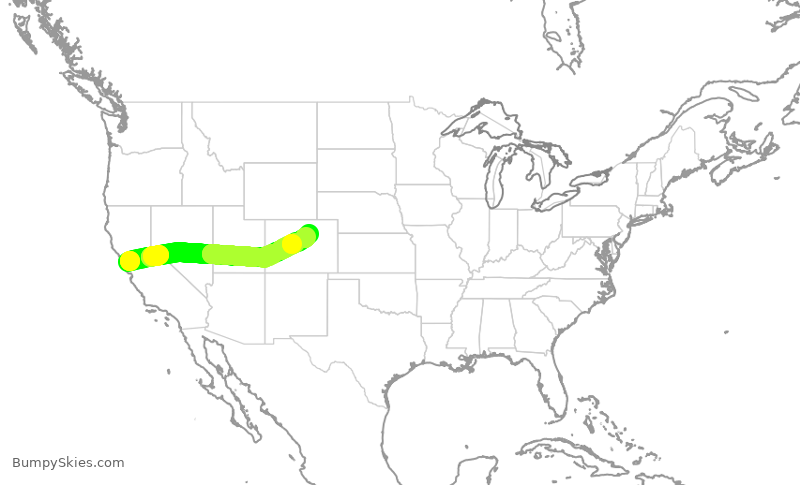 Turbulence forecast map for SWA3422, SFO to DEN
