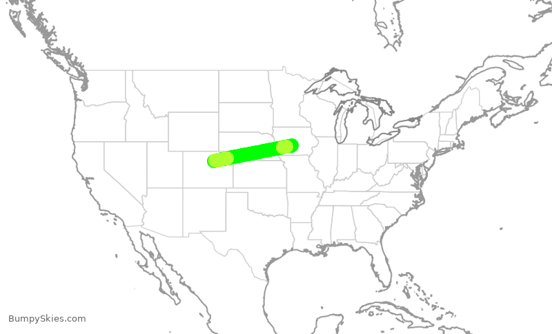Turbulence forecast map for SWA3425, DEN to DSM